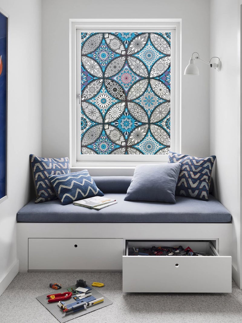 JiffDiff Blue Window Privacy Film Decorative Window Tint Film Stained Glass Window Clings Static Cling Decorative Window Film Sun Blocking Heat Control Window Covering Film for Home - Image 5