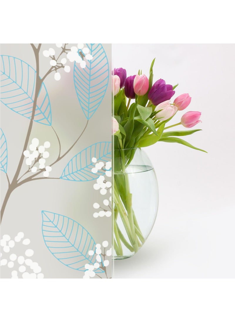 AMAZBIRD AMAZBIRD Window Privacy Cling Film with Stained Glass Self Adhesive Frosted Cherry Blue Coverings Removable for Bathroom Shower Door Frosted_24X48_Inch  - Image 1