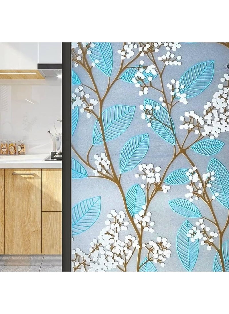 AMAZBIRD AMAZBIRD Window Privacy Cling Film with Stained Glass Self Adhesive Frosted Cherry Blue Coverings Removable for Bathroom Shower Door Frosted_24X48_Inch  - Image 2