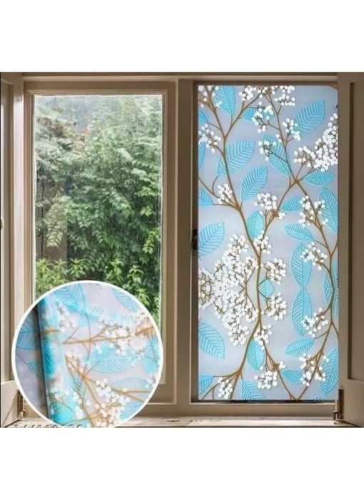 AMAZBIRD AMAZBIRD Window Privacy Cling Film with Stained Glass Self Adhesive Frosted Cherry Blue Coverings Removable for Bathroom Shower Door Frosted_24X48_Inch  - Image 3