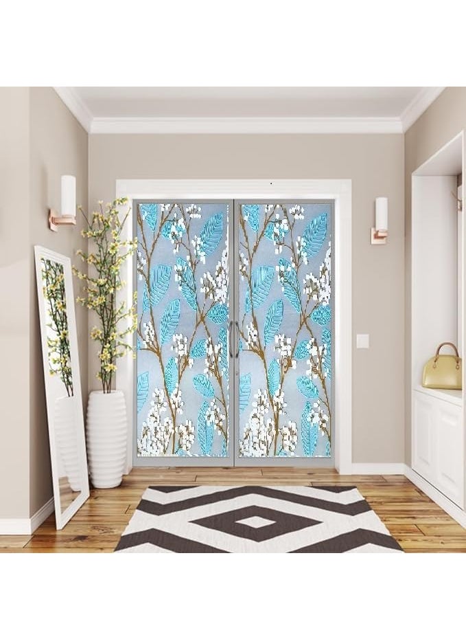 AMAZBIRD AMAZBIRD Window Privacy Cling Film with Stained Glass Self Adhesive Frosted Cherry Blue Coverings Removable for Bathroom Shower Door Frosted_24X48_Inch  - Image 5