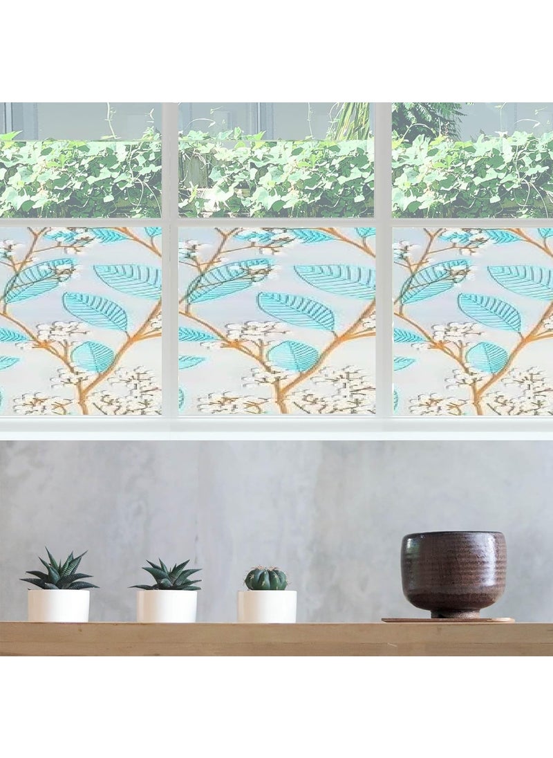 AMAZBIRD AMAZBIRD Window Privacy Cling Film with Stained Glass Self Adhesive Frosted Cherry Blue Coverings Removable for Bathroom Shower Door Frosted_24X48_Inch  - Image 4