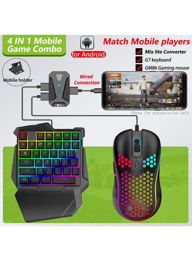 Jia Ying Mobile Phone Game Handle Keyboard Mouse Converter Throne Suit Android Chicken Eating Artifact Auxiliary Peripherals-Product Color:Mix Lite Mobile Game Keyboard And Mouse Set 4 【mix Lite Throne + G7 Keyboard + Gm86 Hole