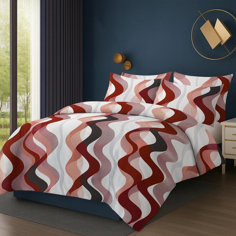 Amali  6 Pieces Bedsheet Set King Size (200 x 200+35cm) Polycotton Including 1 Duvet Cover 1 Fitted Sheet 2 Oxford & 2 Standard Pillowcases Durable & Long Lasting Quality - Image 1