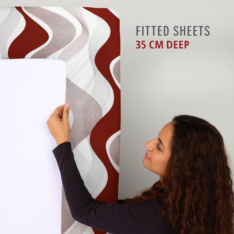 Amali  6 Pieces Bedsheet Set King Size (200 x 200+35cm) Polycotton Including 1 Duvet Cover 1 Fitted Sheet 2 Oxford & 2 Standard Pillowcases Durable & Long Lasting Quality - Image 4