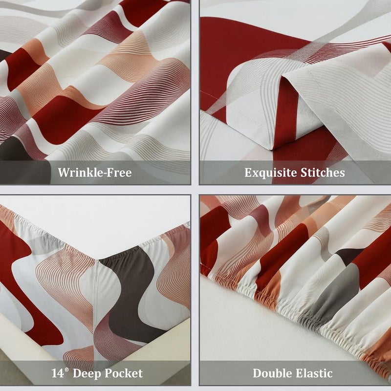 Amali  6 Pieces Bedsheet Set King Size (200 x 200+35cm) Polycotton Including 1 Duvet Cover 1 Fitted Sheet 2 Oxford & 2 Standard Pillowcases Durable & Long Lasting Quality - Image 3