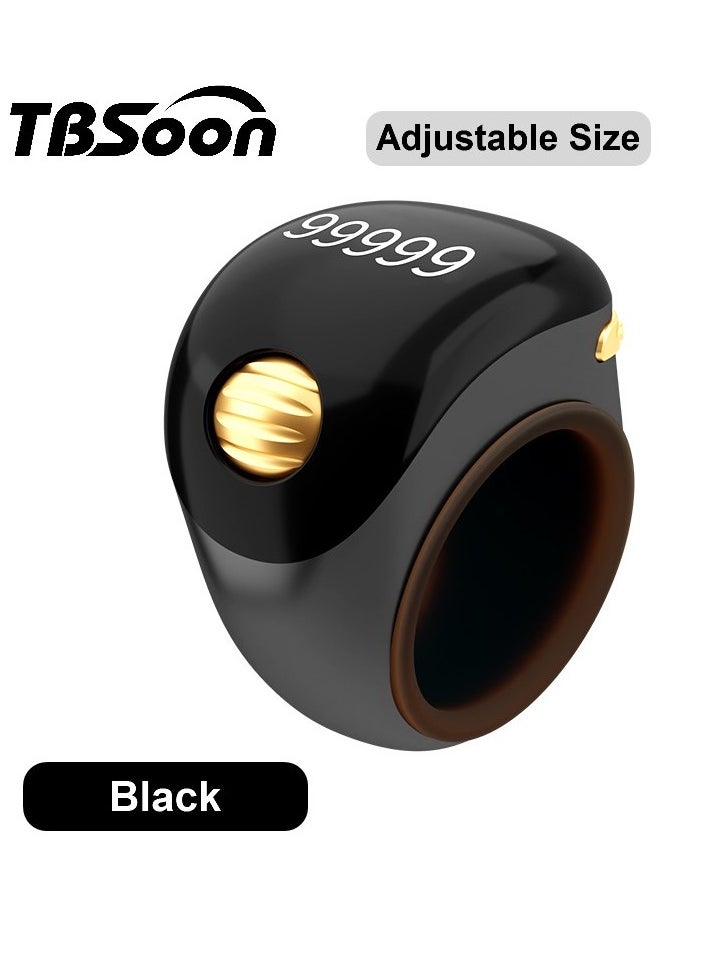 Generic Golden Bead Prayer Smart Ring, Lucky Ring, Tasbih Ring, Large Battery, Large OLED Display, Prayer Counting Ring, Fashionable, Cool, Perfect for Daily Wear and Gift Giving, Man and Women Samrt Ring, TBSoon iQIBLA Zikr Ring  - Image 1