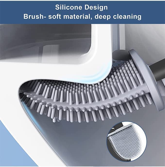 Marve Toilet Brush and Holder Set for Bathroom, Flexible Toilet Cleaning Bowl Brush Head with Silicone Bristles, Compact Size for Storage and Organization - Image 4