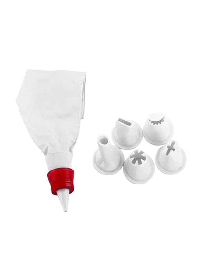 Royalford Icing Bag With 6 Nozzles Bake In Style 29.5Cm Pp And Eva 24.7X12X3.5Cm Multicolor White/Red - Image 1
