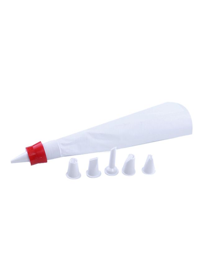 Royalford Icing Bag With 6 Nozzles Bake In Style 29.5Cm Pp And Eva 24.7X12X3.5Cm Multicolor White/Red - Image 3