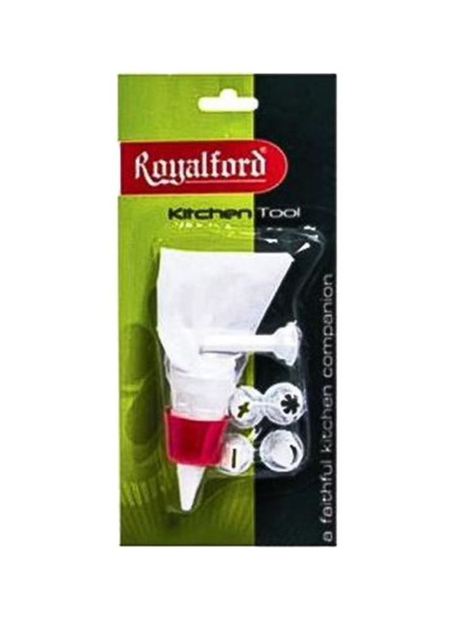 Royalford Icing Bag With 6 Nozzles Bake In Style 29.5Cm Pp And Eva 24.7X12X3.5Cm Multicolor White/Red - Image 2