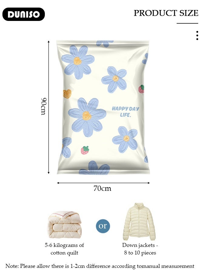 DUNISO Vacuum Storage Bag 5 Pcs Large Deluxe Zipper, Reusable Compression Bags Space Saver with Hand Pump, Vacuum Bag Use for Duvets, Pillows, Blankets, Curtains, Travel, Clothes - Image 2