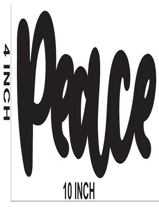 300Sparkles Peace Letter Mdf Laser Cutout Letter Wall Hanging Home Decor Wooden Decorative for Office Home Cafe Black (10 X 4 Inch)