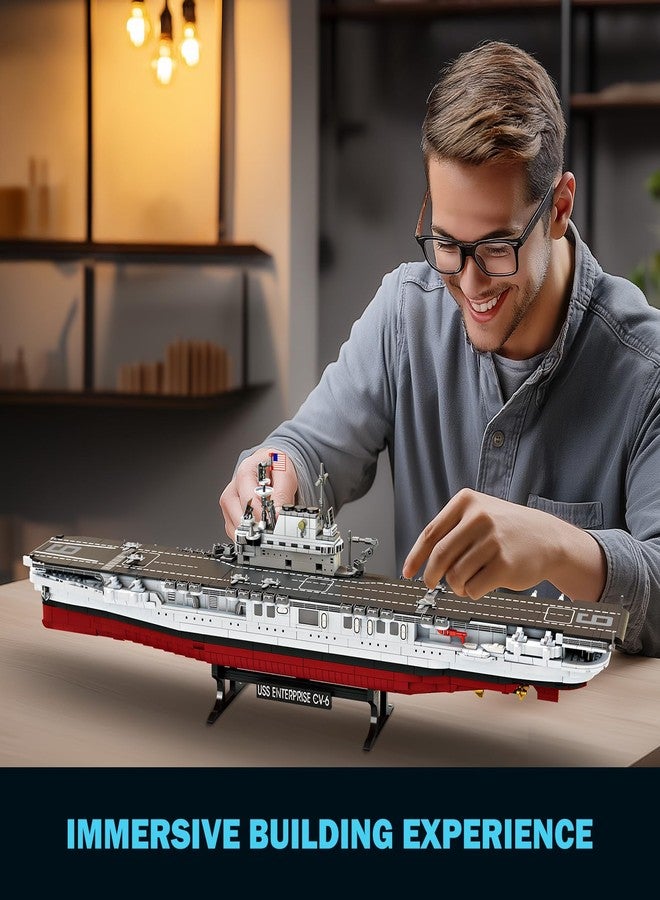 Brihappen Military Battleship Building Set for Adults Boys 14+, World Class USS CV-6 Enterprise Battleship Collectible Display Model, Large Warship Building Set, Birthday Gifts (1883 Pieces) - Image 5
