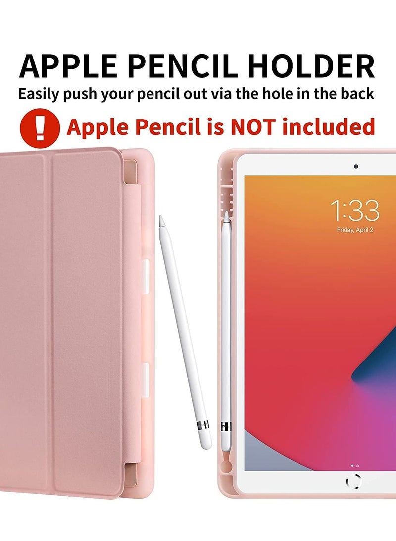 iPad 9th/8th/7th Generation case (2021/2020/2019) iPad 10.2-Inch Case with Pencil Holder [Sleep/Wake] Slim Soft TPU Back Smart Magnetic Stand Protective Cover Cases (Rose Pink) - Image 2