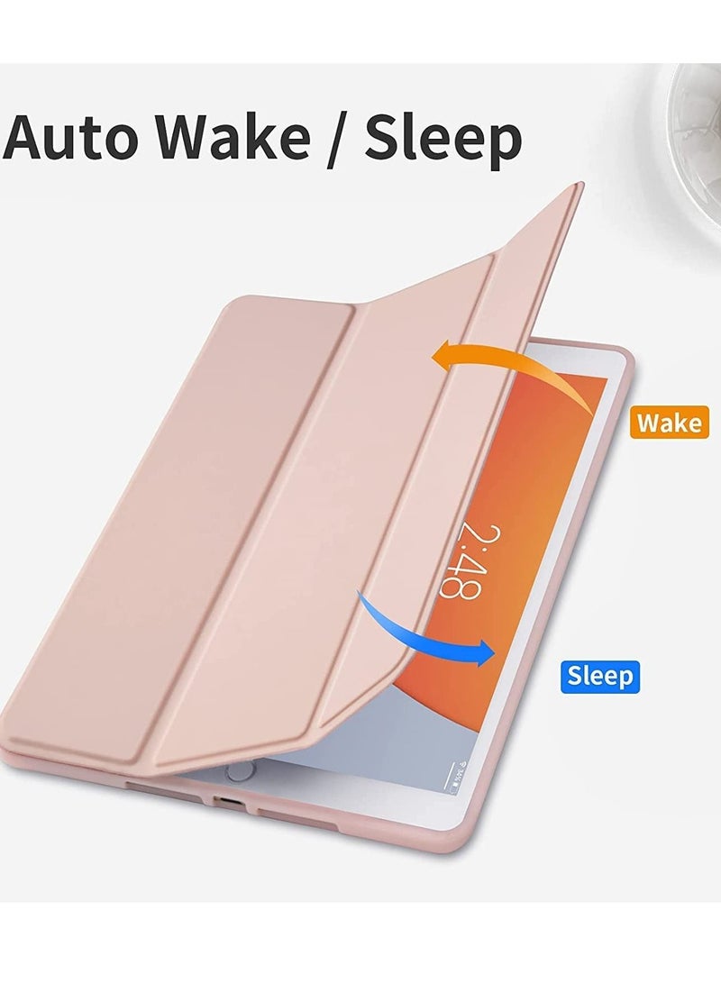 iPad 9th/8th/7th Generation case (2021/2020/2019) iPad 10.2-Inch Case with Pencil Holder [Sleep/Wake] Slim Soft TPU Back Smart Magnetic Stand Protective Cover Cases (Rose Pink) - Image 3