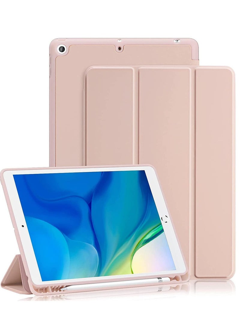 iPad 9th/8th/7th Generation case (2021/2020/2019) iPad 10.2-Inch Case with Pencil Holder [Sleep/Wake] Slim Soft TPU Back Smart Magnetic Stand Protective Cover Cases (Rose Pink) - Image 1