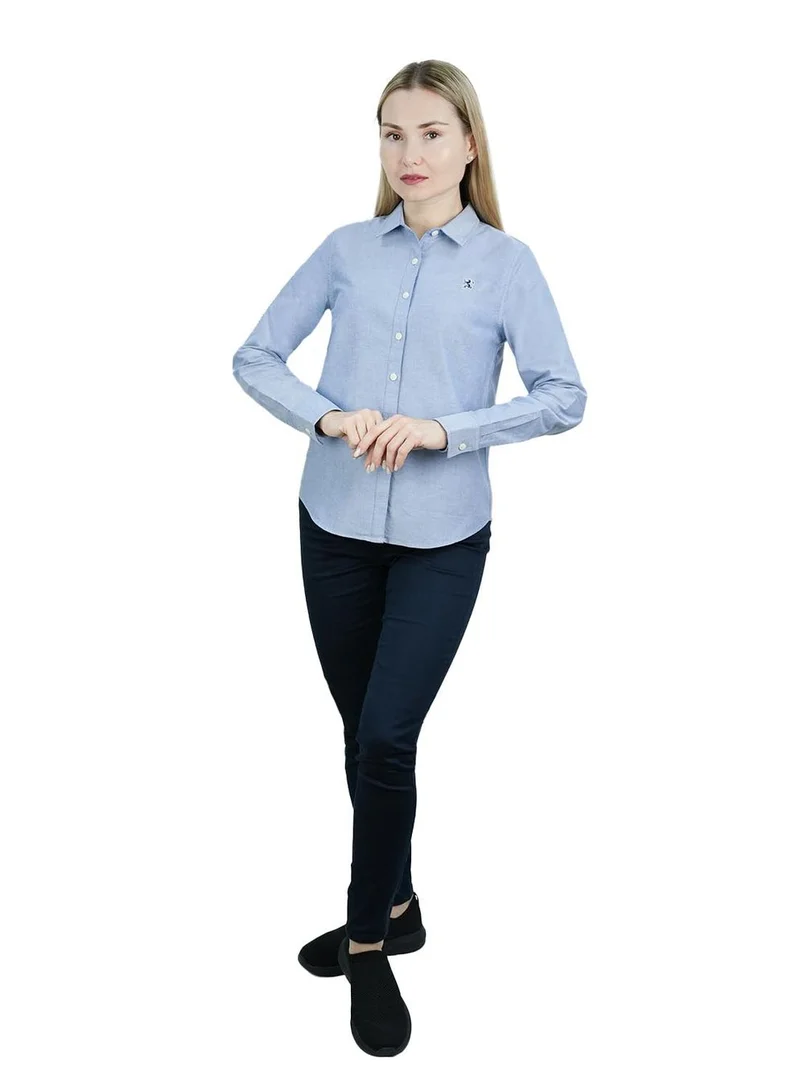 GIORDANO Women’s Slim Fit Cotton Oxford Shirt | Acute Collar with Embroidery