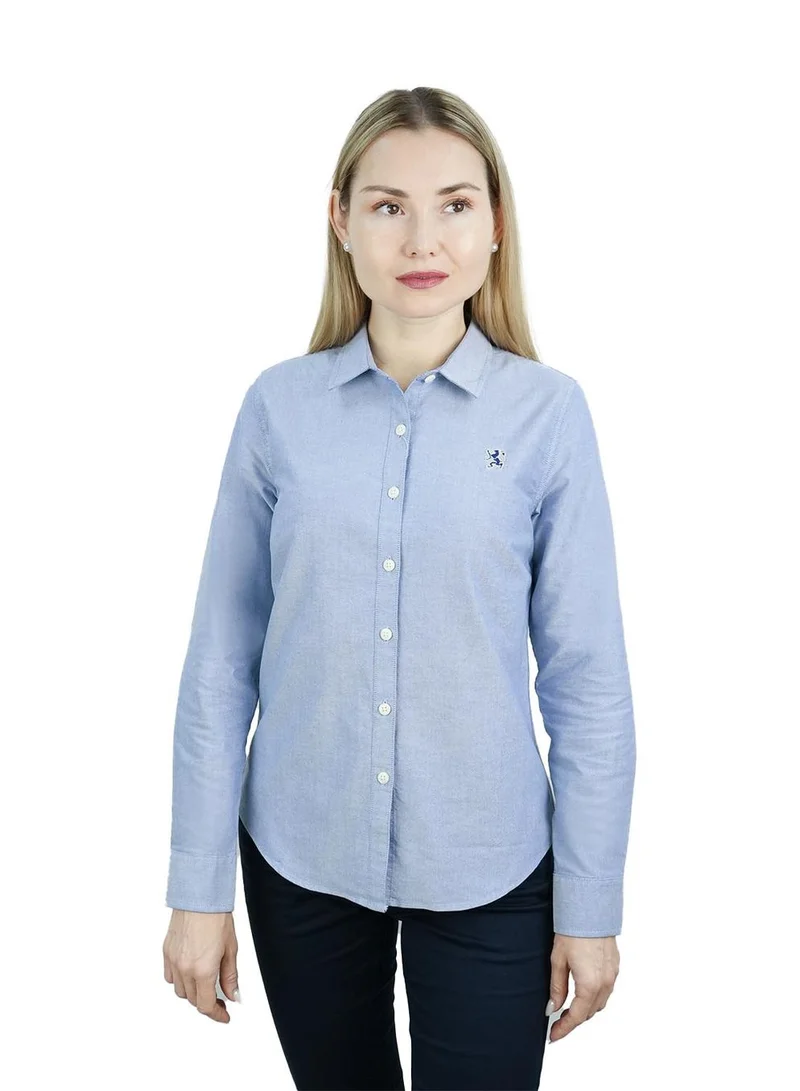 GIORDANO Women’s Slim Fit Cotton Oxford Shirt | Acute Collar with Embroidery