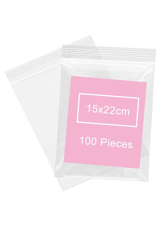 100pcs 15x22cm Reclosable Zip Lock Packing Reusable Poly Bags for Prints, Photos, Documents, Clothing, T-Shirt - Image 1