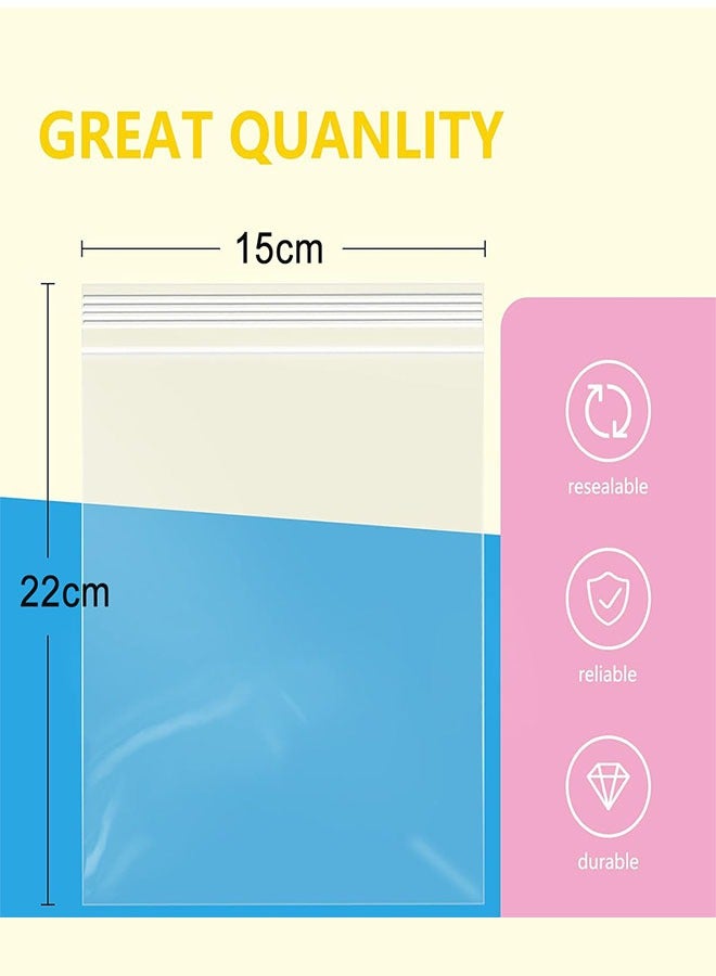 100pcs 15x22cm Reclosable Zip Lock Packing Reusable Poly Bags for Prints, Photos, Documents, Clothing, T-Shirt - Image 2