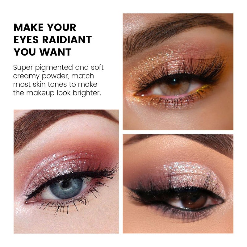 KYDA 10 Colors All Glitter Eyeshadow Palette, Sparkling Sequin Eyeshadow, Shiny Pearl Powder Eye Shadow, Multicolor Glitters Eyes Makeup, Pink Glitters Eyeshadsow Palette, Glitter Eyes Color - Image 5