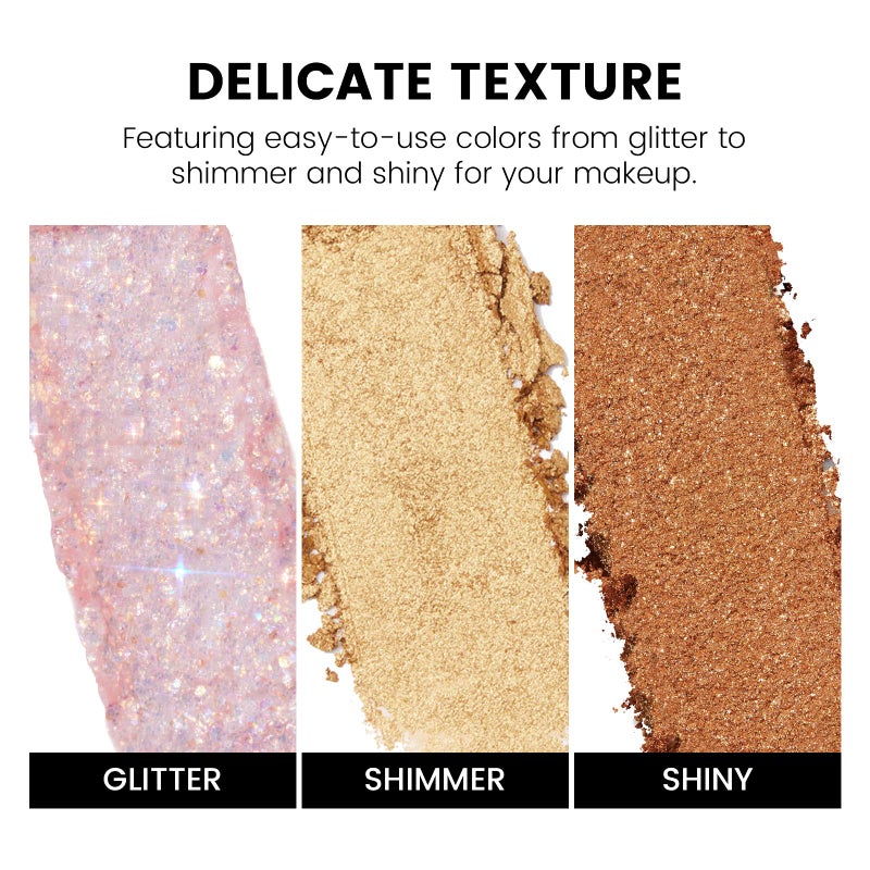 KYDA 10 Colors All Glitter Eyeshadow Palette, Sparkling Sequin Eyeshadow, Shiny Pearl Powder Eye Shadow, Multicolor Glitters Eyes Makeup, Pink Glitters Eyeshadsow Palette, Glitter Eyes Color - Image 3