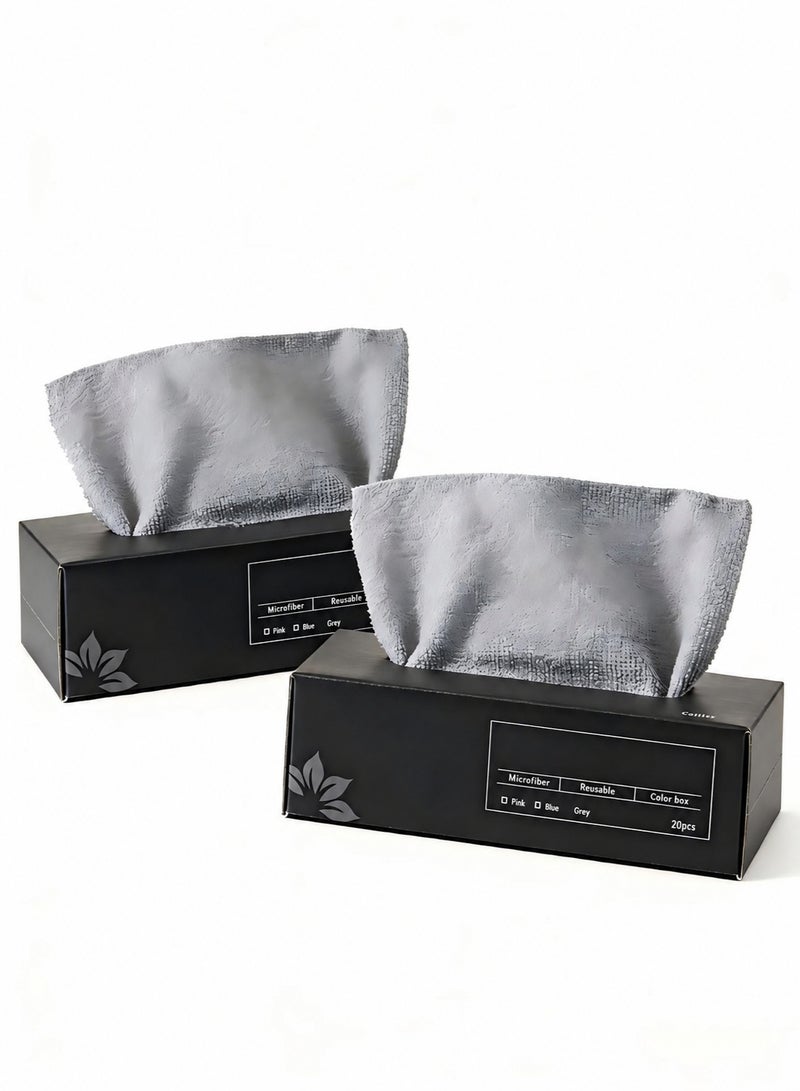 AiheArron 40Pcs Extractable Cleaning Cloths,Reusable Microfiber Towel Rags Disposable Cleaning Cloth Lazy Rags Washcloth Washable for House Kitchen Car Restaurant (Grey, 2 box) - Image 1