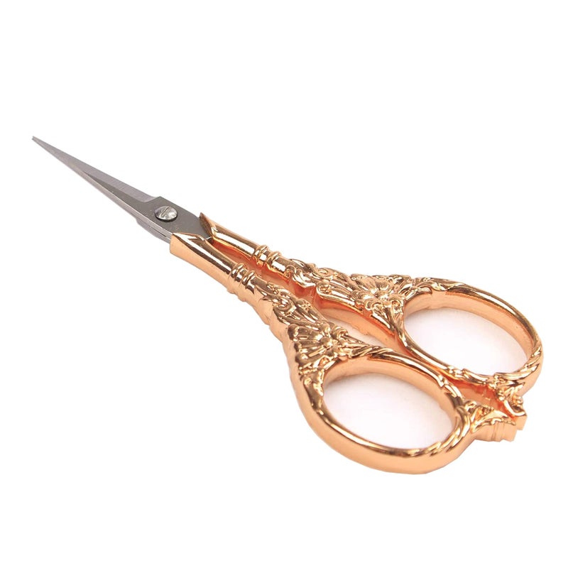 BIHRTC Vintage European Style Scissors Stainless Steel for Cross Stitch Cutting Embroidery Sewing Handcraft Craft Art Work DIY ToolRose Gold