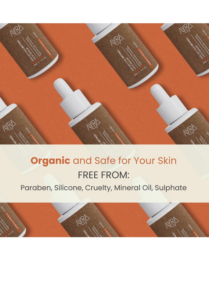 Ayra Organic - Ayra Organic Age Defying Retinol Face Serum – 30ml | With Rovisome Retinol, Hyaluronic Acid & Aloe Vera | Organic & Eco-Friendly | Reduces Fine Lines & Wrinkles - Image 1