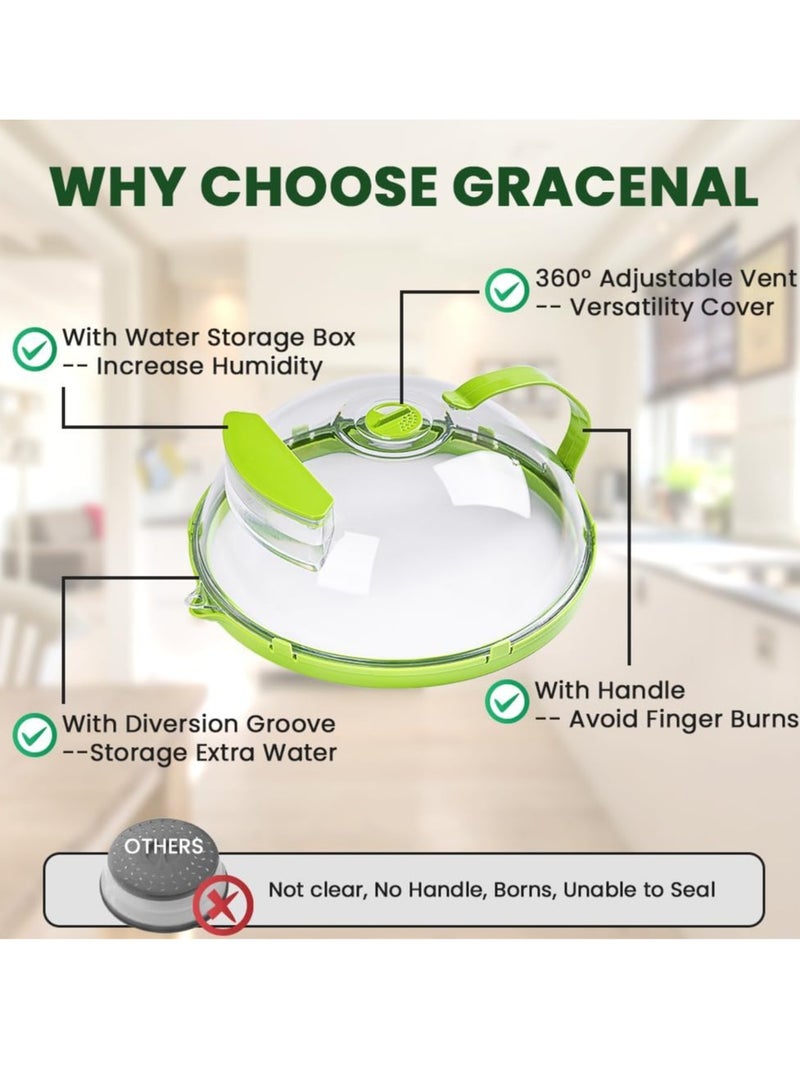 جيرينك غطاء ميكروويف للطعام ، غطاء رش ميكروويف شفاف بمقبض وصندوق تخزين مياه ، أغطية أطباق 10 بوصة ، أدوات المطبخ وملحقاتها ، أساسيات المنزل لهدايا المنزل الجديدة - Image 4