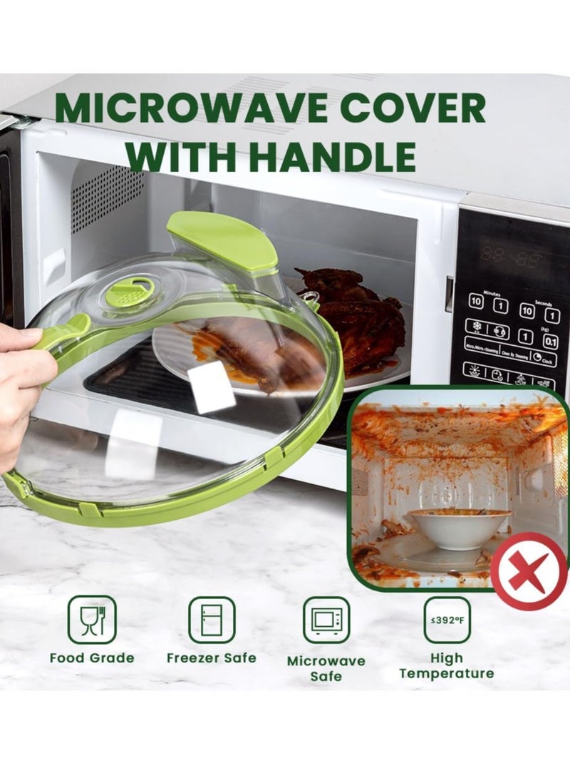 جيرينك غطاء ميكروويف للطعام ، غطاء رش ميكروويف شفاف بمقبض وصندوق تخزين مياه ، أغطية أطباق 10 بوصة ، أدوات المطبخ وملحقاتها ، أساسيات المنزل لهدايا المنزل الجديدة - Image 2