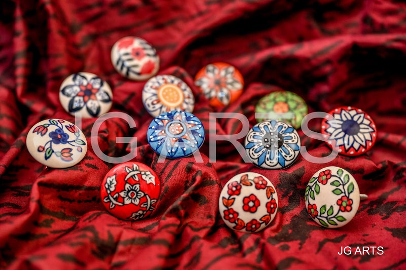JGARTS 12 x Mix Vintage Look Flower Ceramic Knobs Door Handle Cabinet Drawer Cupboard Pull (12 Flat) - Image 3