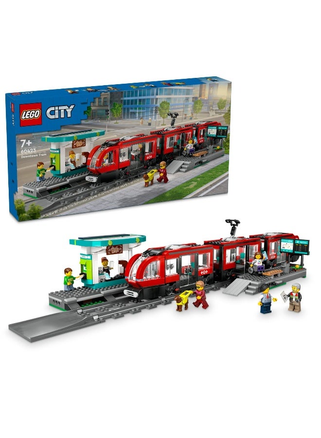 LEGO LEGO City Downtown Tram and Station Toy Set 60423 Building Toy Set (811 Pieces)  - Image 1
