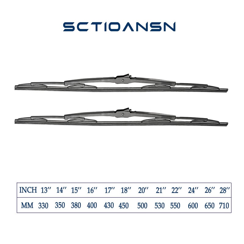 sctioansn OEM Quality 18 18 Premium AllSeasons Metal Frame JHook Windshield Wiper BladesSet of 2 - Image 3
