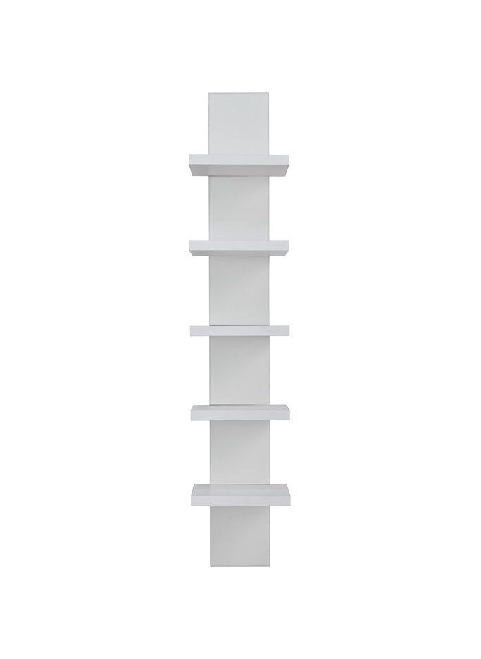 Gad Woods gad woods 5 Tier Vertical Floating Wood Shelf White- MDF Vertical Hanging Wood Shelf - Wooden Wall Shelves for Bedroom and Living Room  - Image 2