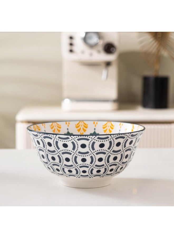 السرعوف الذهبية مجموعة من 4 أوعية سيراميك زهرية سوداء - نمط ديزي حديث مقاس 6.25 بوصة - ميكروويف وغسالة أطباق وآمن للفرن - مثالية للسلطات والمعكرونة والحساء - هدية أنيقة لمحبي المطبخ - Image 5