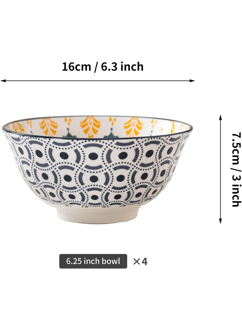السرعوف الذهبية مجموعة من 4 أوعية سيراميك زهرية سوداء - نمط ديزي حديث مقاس 6.25 بوصة - ميكروويف وغسالة أطباق وآمن للفرن - مثالية للسلطات والمعكرونة والحساء - هدية أنيقة لمحبي المطبخ - Image 3