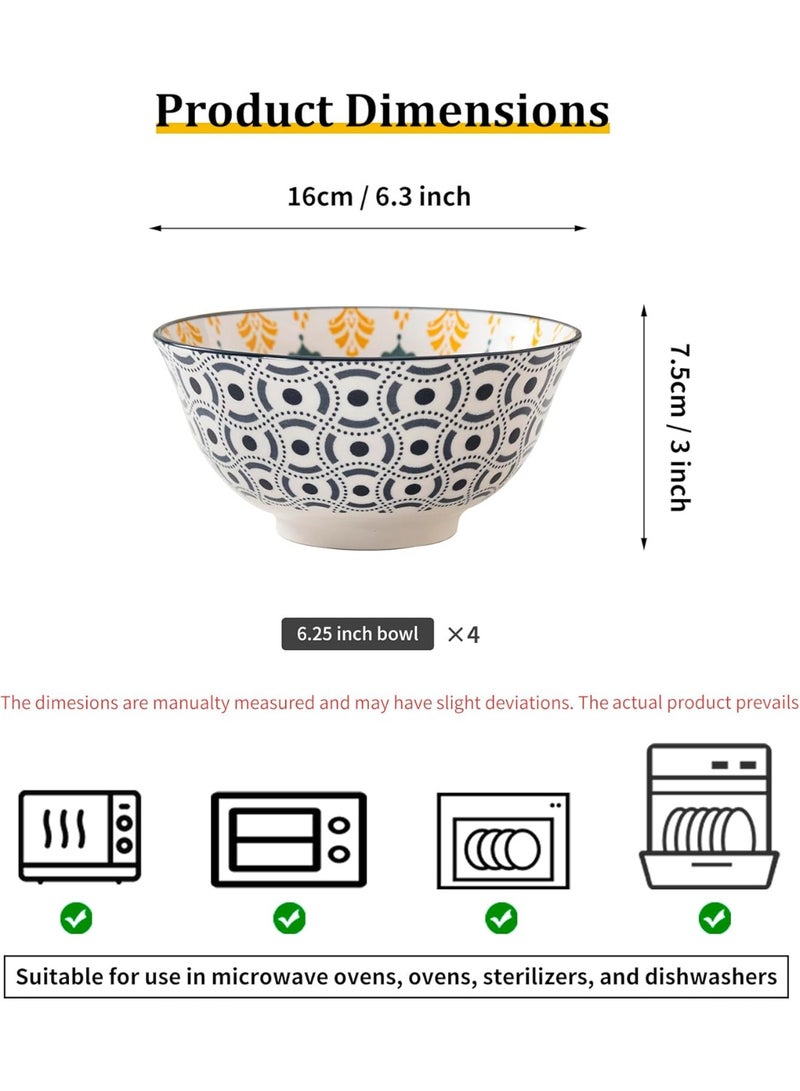 السرعوف الذهبية مجموعة من 4 أوعية سيراميك زهرية سوداء - نمط ديزي حديث مقاس 6.25 بوصة - ميكروويف وغسالة أطباق وآمن للفرن - مثالية للسلطات والمعكرونة والحساء - هدية أنيقة لمحبي المطبخ - Image 4