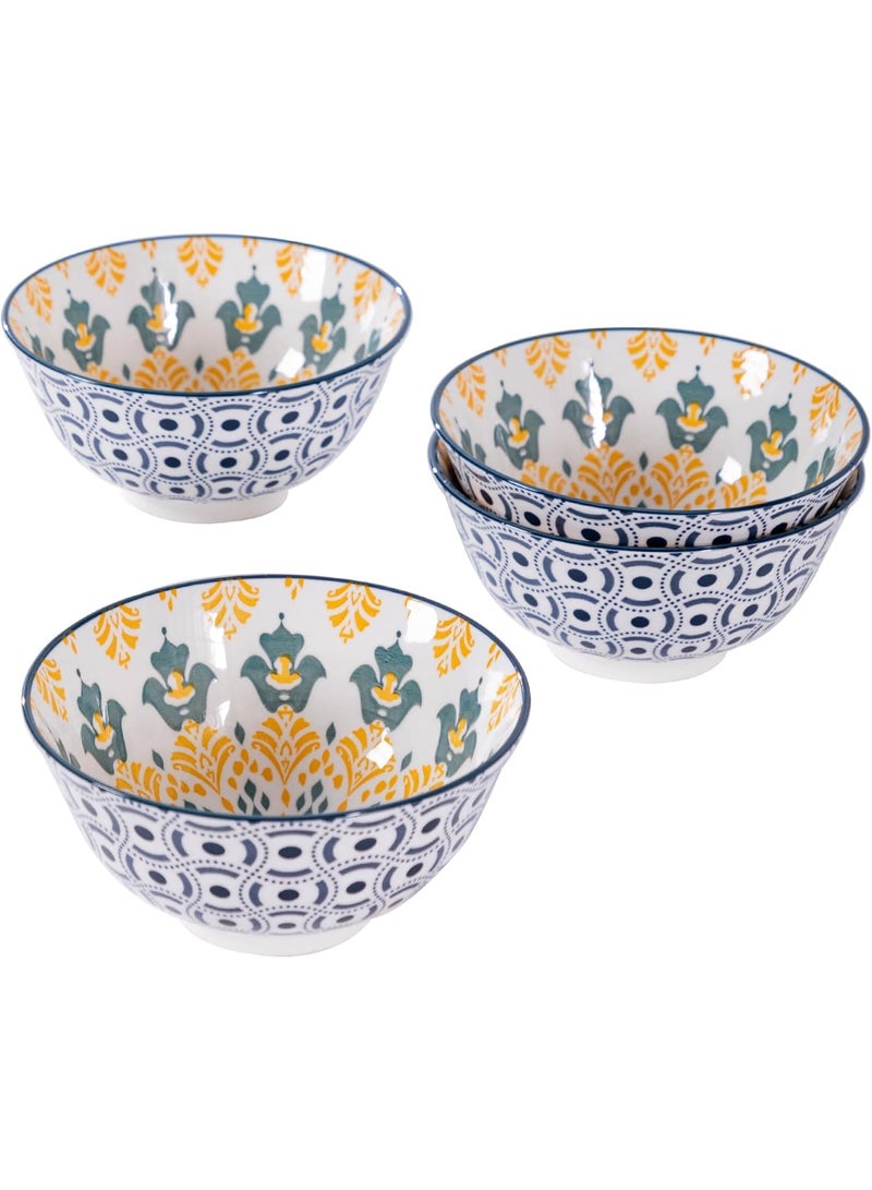 السرعوف الذهبية مجموعة من 4 أوعية سيراميك زهرية سوداء - نمط ديزي حديث مقاس 6.25 بوصة - ميكروويف وغسالة أطباق وآمن للفرن - مثالية للسلطات والمعكرونة والحساء - هدية أنيقة لمحبي المطبخ - Image 2