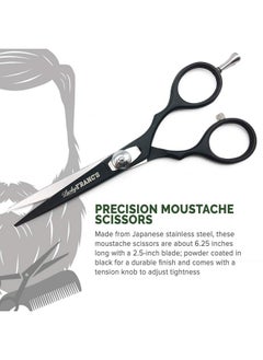 Lucky Franc's Beard Grooming Kit With Japanese Beard Scissors & Ox Horn Handmade Mini Beard Combs For Men. Mustache Trimming Kit With Mustache Hair Scissors And Comb For Men. Handmade Beard Care Kit  - Image 3