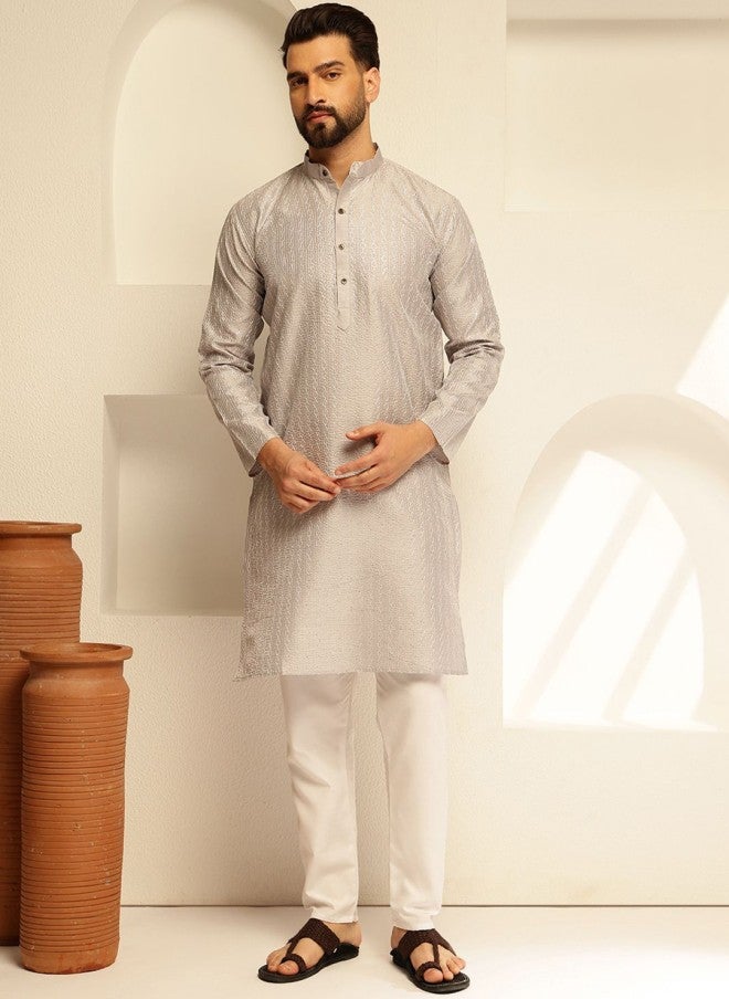 Sojanya Embroidered Silk Blend Kurta with Pyjamas for Men - Image 1