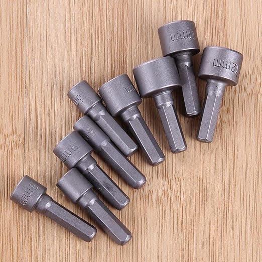 NityaEcommerce NITYA 9pcs 5mm13mm Professional Magnetic Nut Driver Bits Set Metric Socket 14 Hex Shank Impact Drill Bit Adapter For Power Tools - Image 5
