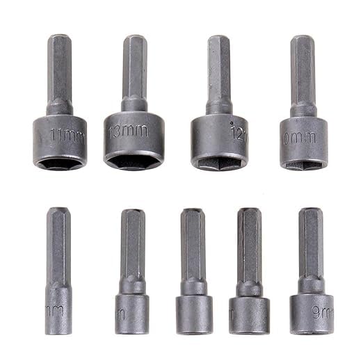 NityaEcommerce NITYA 9pcs 5mm13mm Professional Magnetic Nut Driver Bits Set Metric Socket 14 Hex Shank Impact Drill Bit Adapter For Power Tools - Image 1