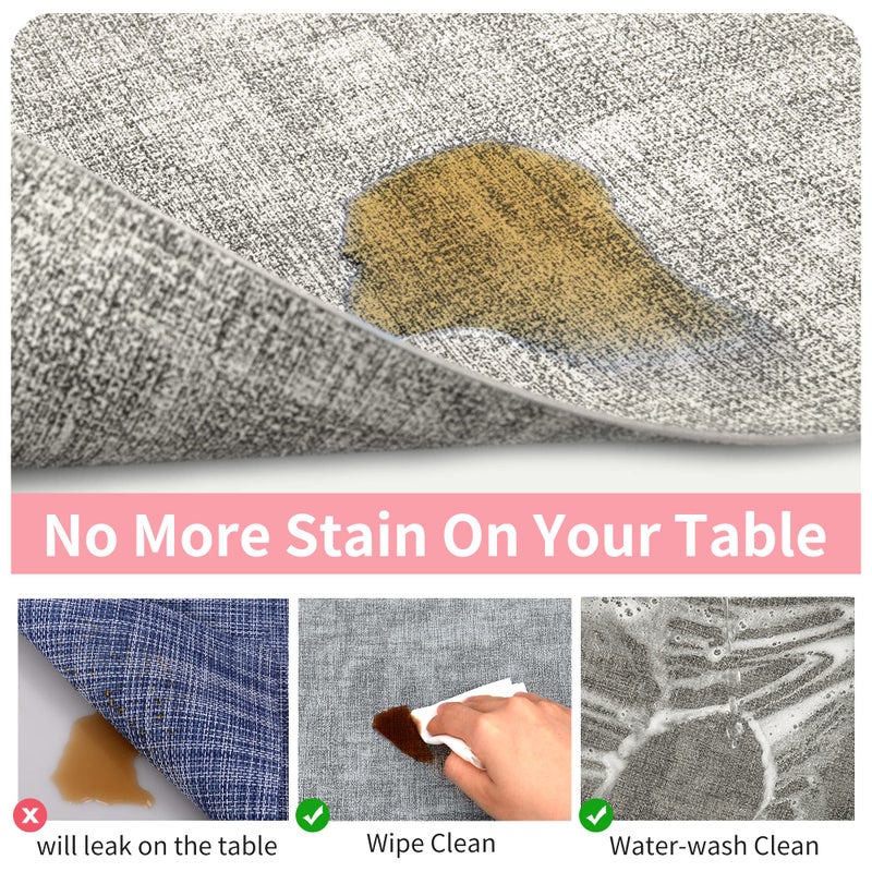 Maxpearl Faux Leather Placemats Set of 6 - Waterproof - Wipe Clean - Heat Resistant - Anti Slip Dining Table Place Mats, Suitable for Indoor & Outdoor Use, 17â€™â€™Ã—12â€™â€™, Grey - Image 4
