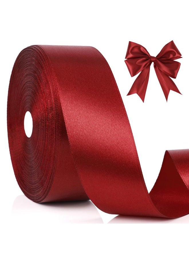 NESCCI 100 Yards Ribbon,1-1/2 Inch Wine Red Satin Ribbon,Single Face Satin Ribbons,Perfect for Gift Wrapping,Wedding Decoration,Handmade Bows, Wrapping Bouquet and More - Image 1