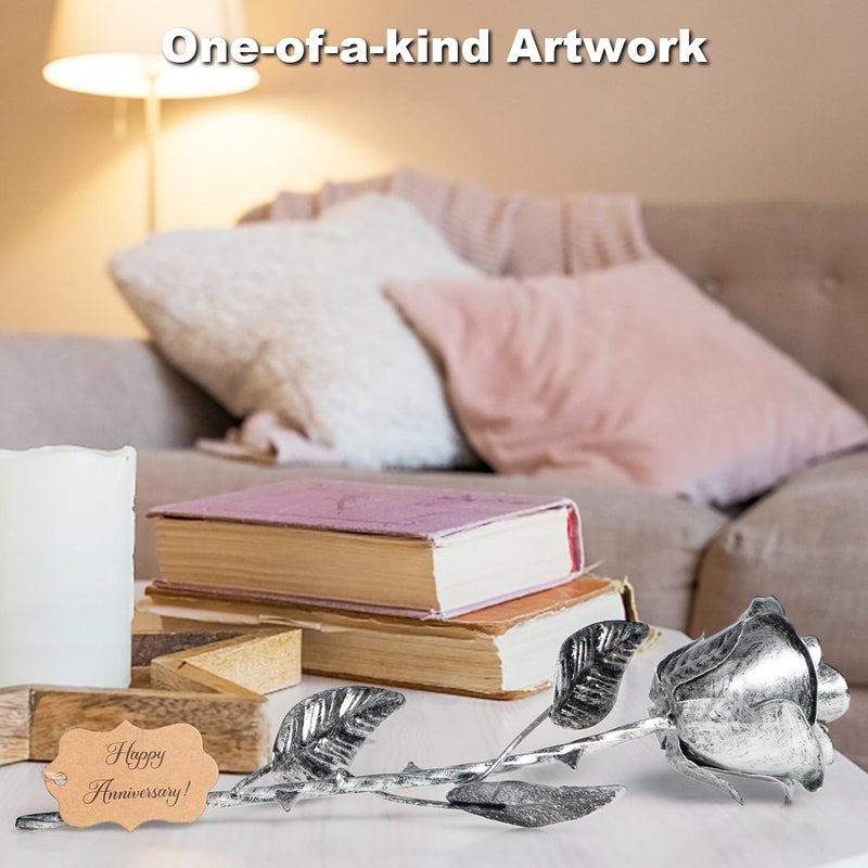 BESZONE Iron Rose Gifts for Her 6th Anniversary Metal Rose Everlasting 6 Year Wedding Anniversary Iron Gifts 11th 11 Year Steel Flower for Wife Husband Him Couples, Handcrafted Love Stained Artwork - Image 3