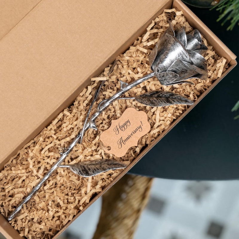 BESZONE Iron Rose Gifts for Her 6th Anniversary Metal Rose Everlasting 6 Year Wedding Anniversary Iron Gifts 11th 11 Year Steel Flower for Wife Husband Him Couples, Handcrafted Love Stained Artwork - Image 2