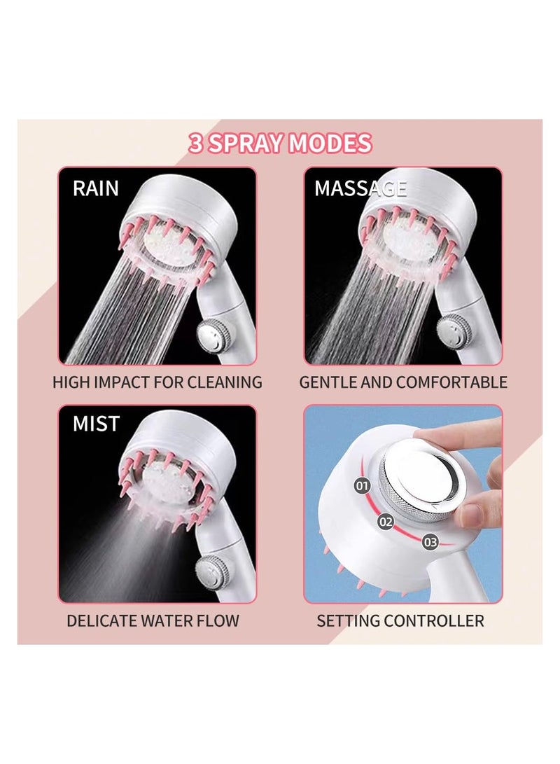 Zikra Shower Head High Pressure with Hose Set 1.5m Universal Showerhead Filter Massage Heads Spray 3 Modes Water and Stop on Perfect for Adults Children Pet White - Image 2