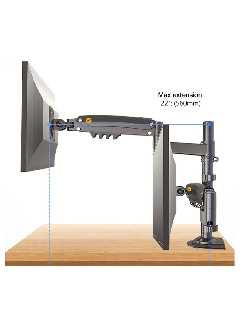 NB NORTH BAYOU - Dual Monitor Desk Mount Stand Full Motion Swivel Computer Monitor Arm Monitor Holder Fits 2 Screens up to 27'' with Load Capacity 4.4~19.8lbs for Each Monitor H180-G - Image 1